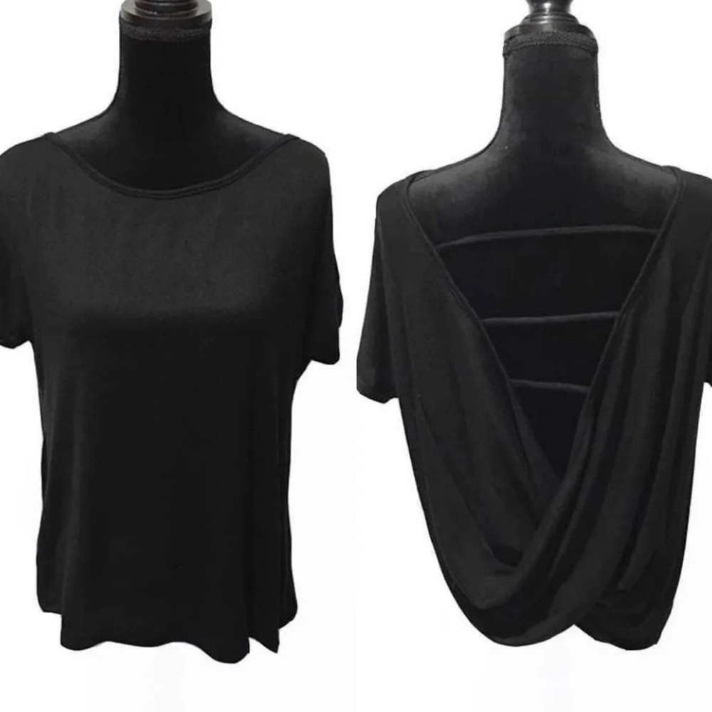 Black open back top